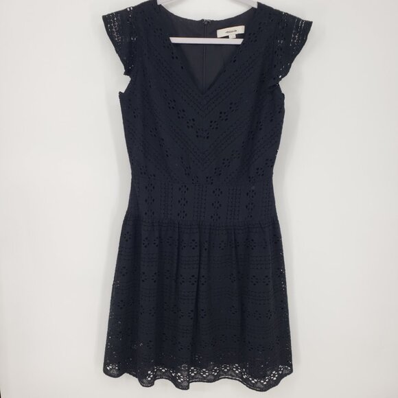 LOFT Dresses & Skirts - 3/$25 LOFT Eyelet Lace Mini Dress 4 Fit and Flare Floune Ruffle Cotton Black